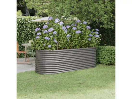 Lit surélevé de jardin Acier enduit de poudre 224x80x68 cm gris