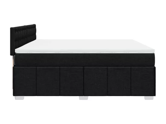 Sommier à lattes de lit avec matelas Noir 180x200 cm Tissu