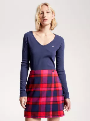 Camiseta cropped essencial de manga comprida canelada