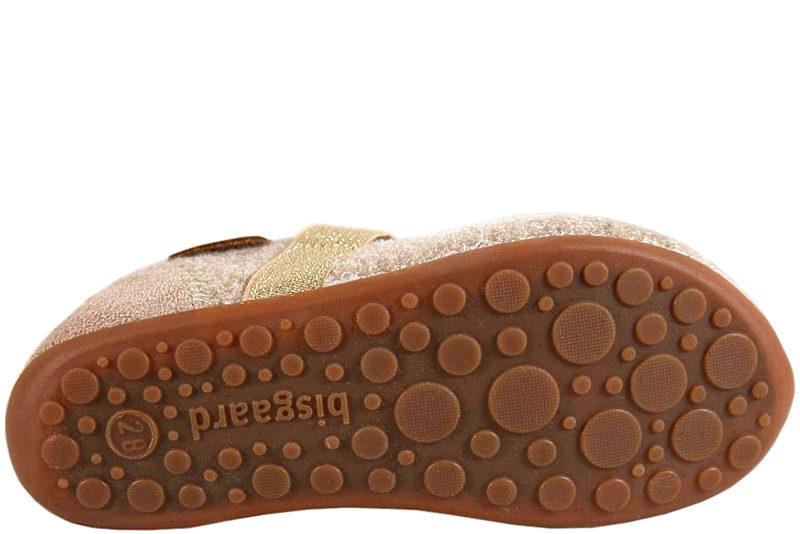 BISGAARD HJEMMESKO I BEIGE ULD MED GULD ELASTIK