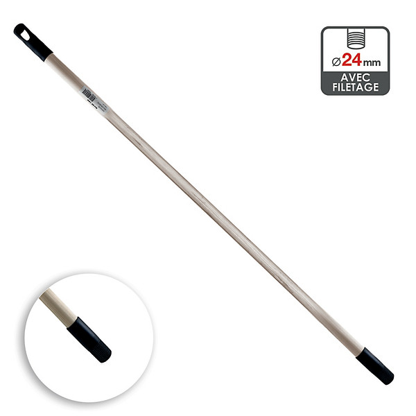 Manche à balai bois Ø 24 mm 1,30 m à visser