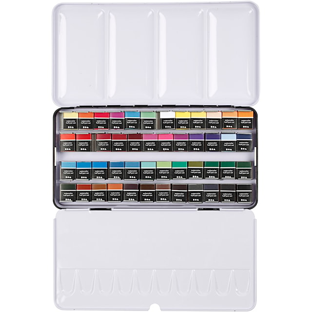 Art Akvarellfarger, ½-pan, str. 10x15x20 mm, standardfarger, 48 farge/ 1 pk.