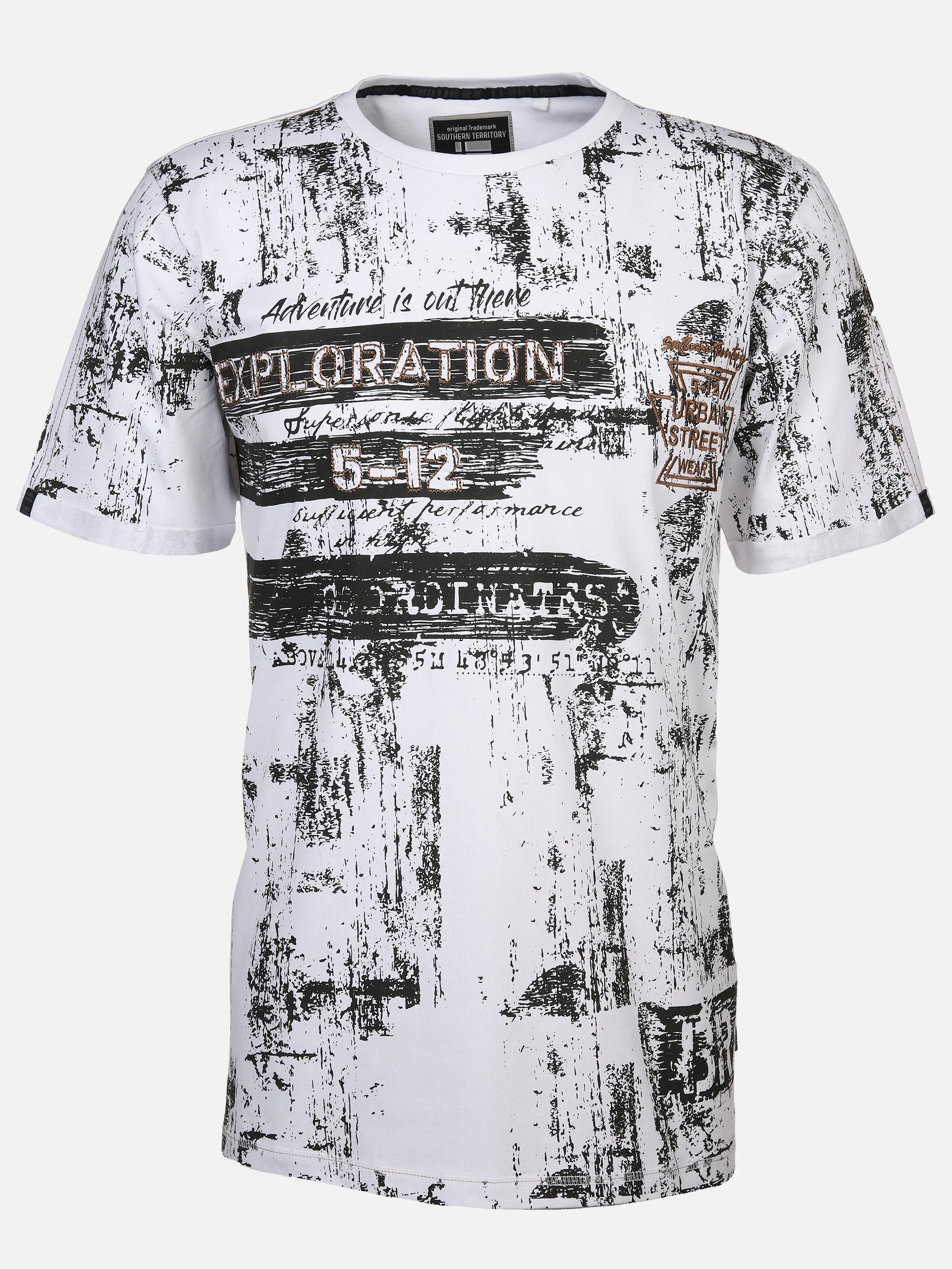 Herren T-Shirt mit Alloverprint und Stickerei