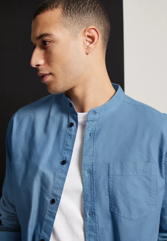 Hemd mit Stehkragen - smoky blue