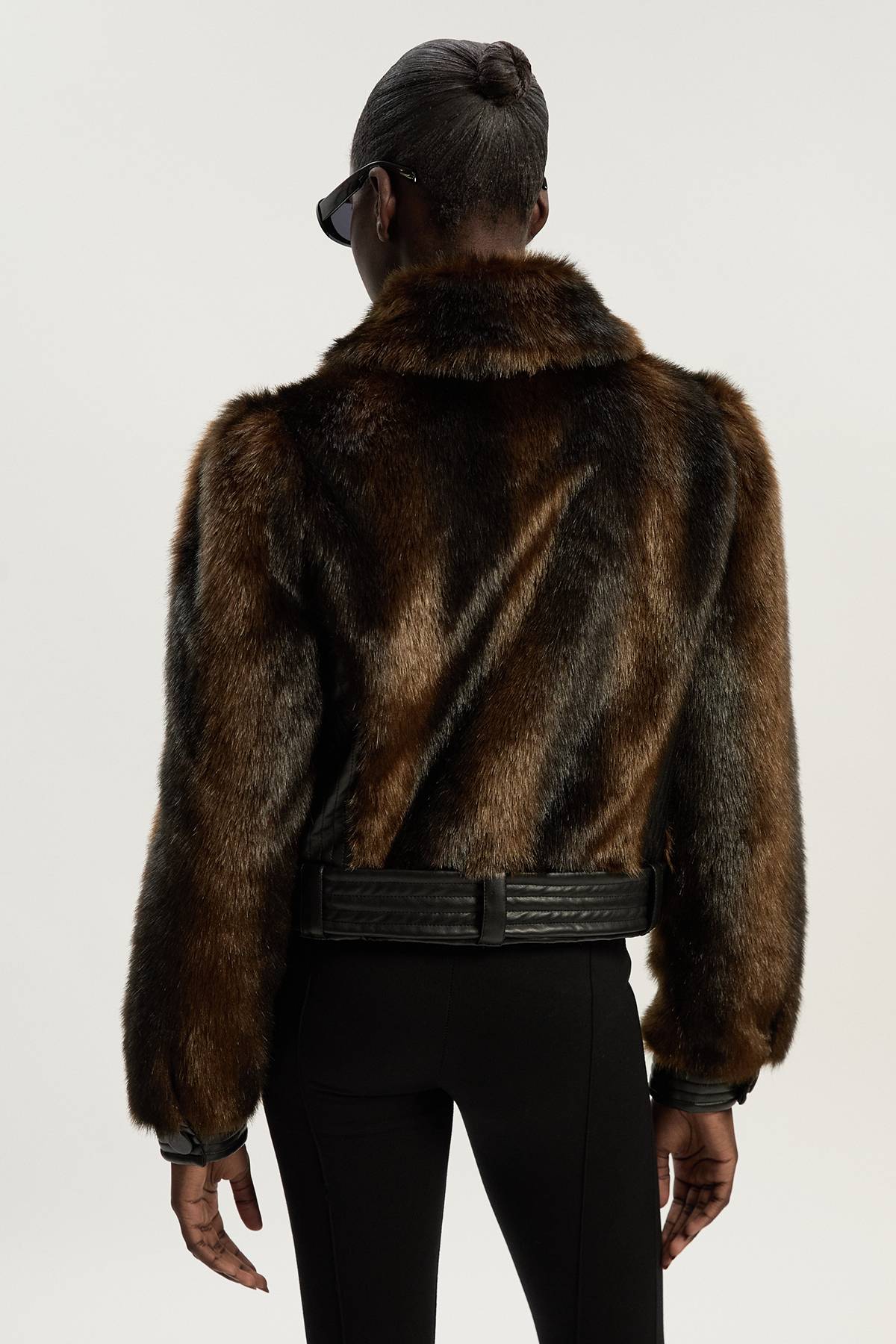 KarenMillen Veste Courte Ceinturée à Panneaux synthétique et synthétiquecuir