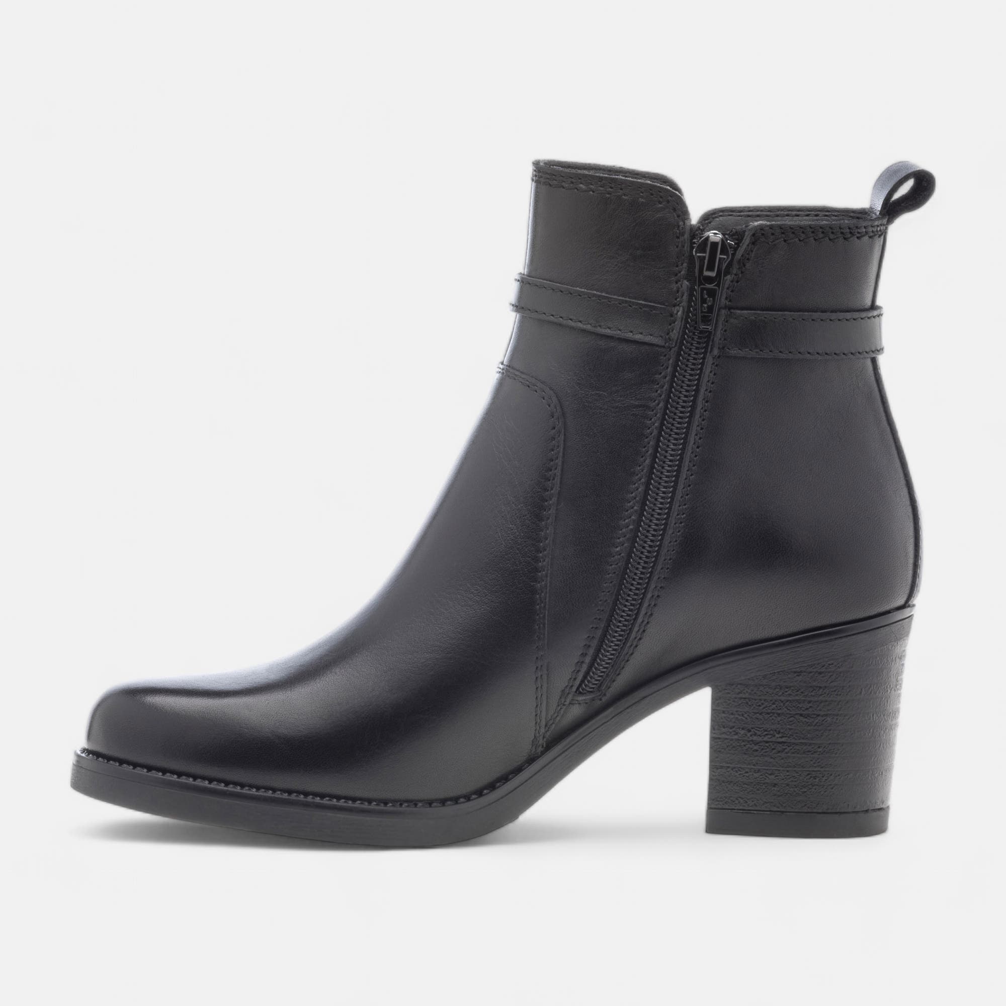 Bottines à talon Femme en cuir noir