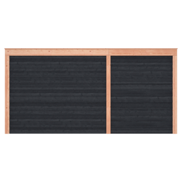 Tuinhuis met overkapping Douglas hout Zweeds rabat onbehandeld zwart 495 x 255 cm