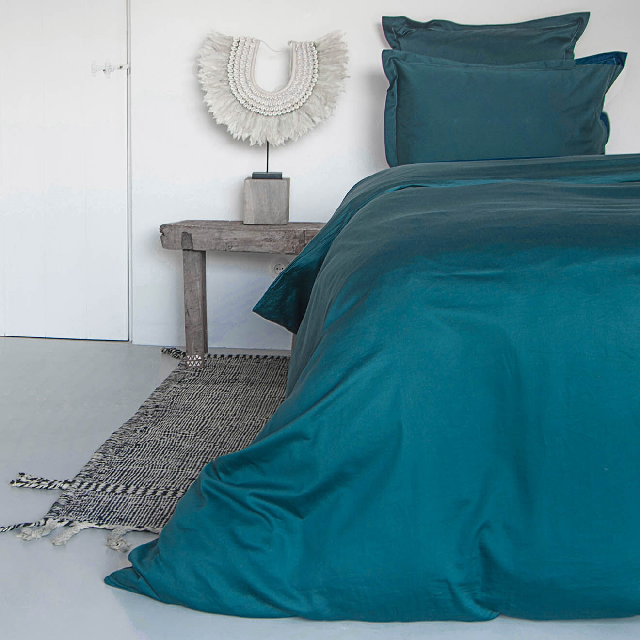Febronie Home Drap housse 100% Satin de Coton Julia canard