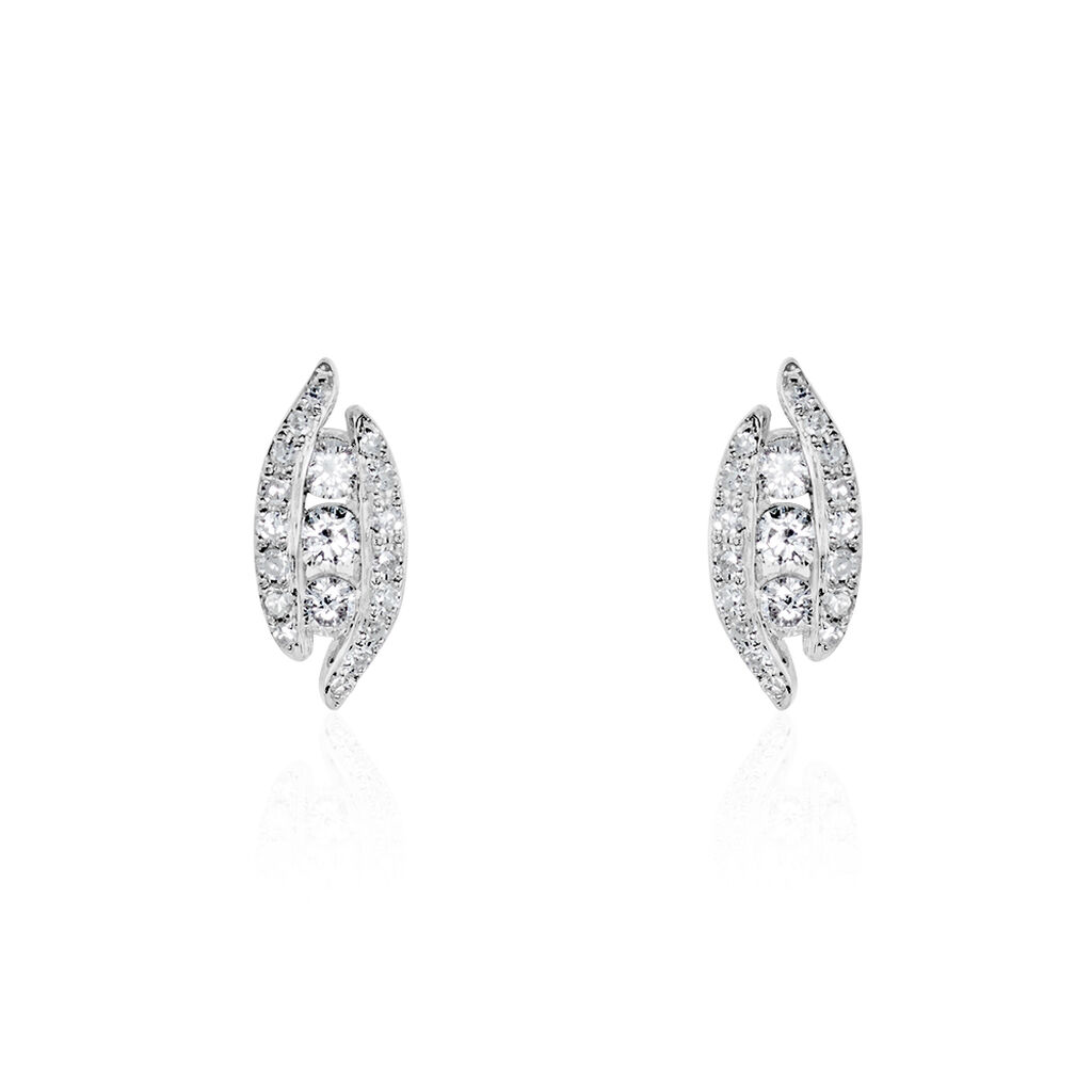 Boucles D'oreilles Puces Eternite Or Blanc Diamant
