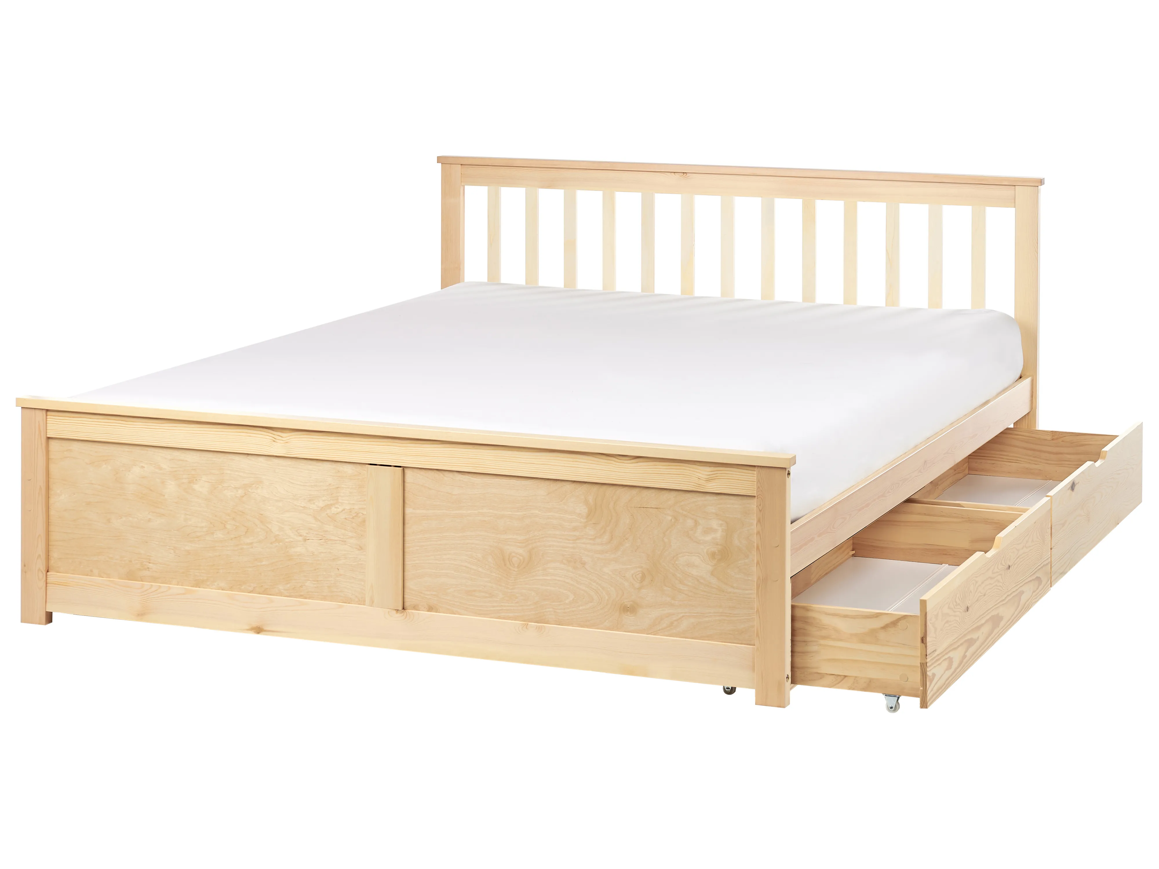 Bed met opbergladen Dennenhout OLENDON 160 x 200 cm Lichtbruin