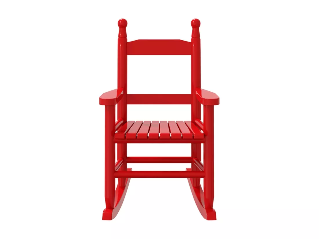 Chaise à bascule enfants rouge bois de peuplier massif
