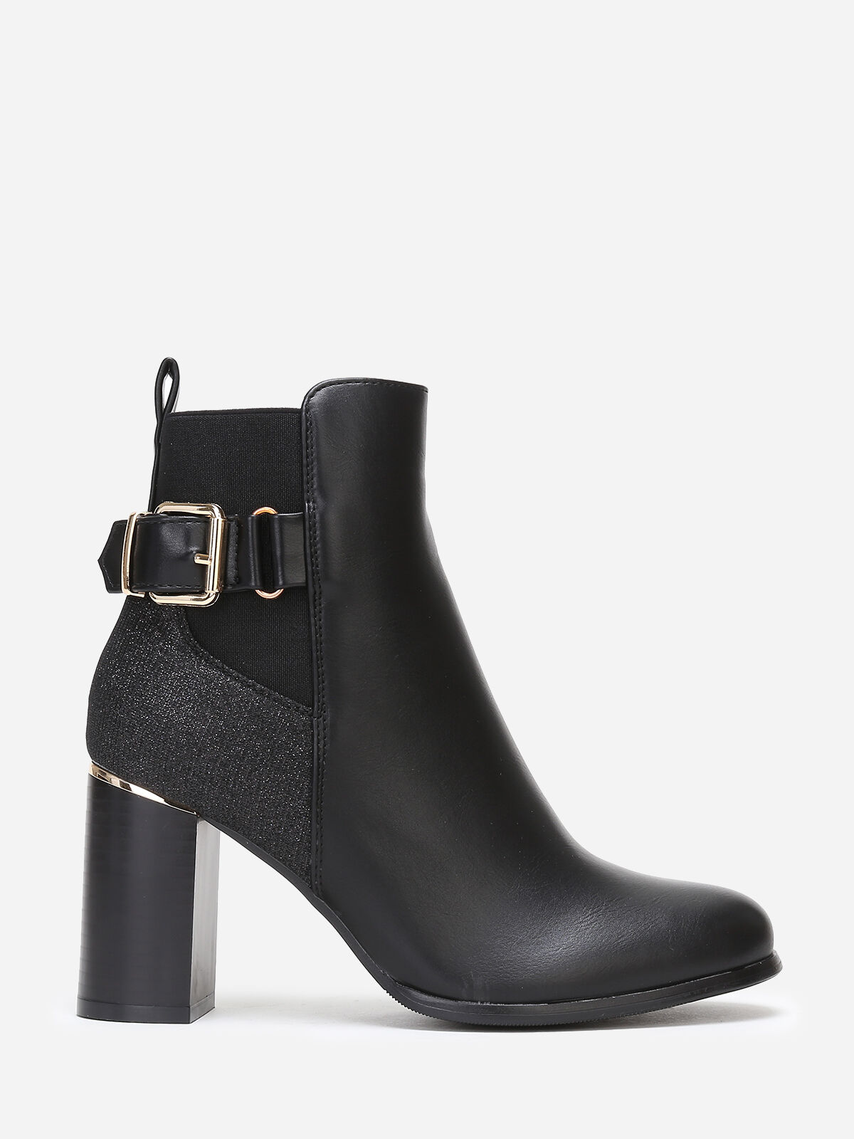 Bottines chelsea pailletées à talon- Noir