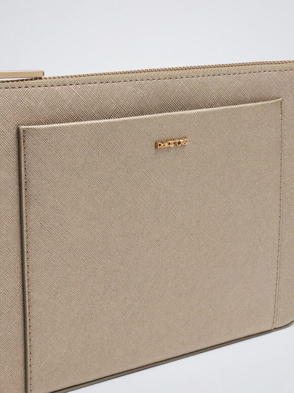Bolsa transversal com bolso externo - Prateada