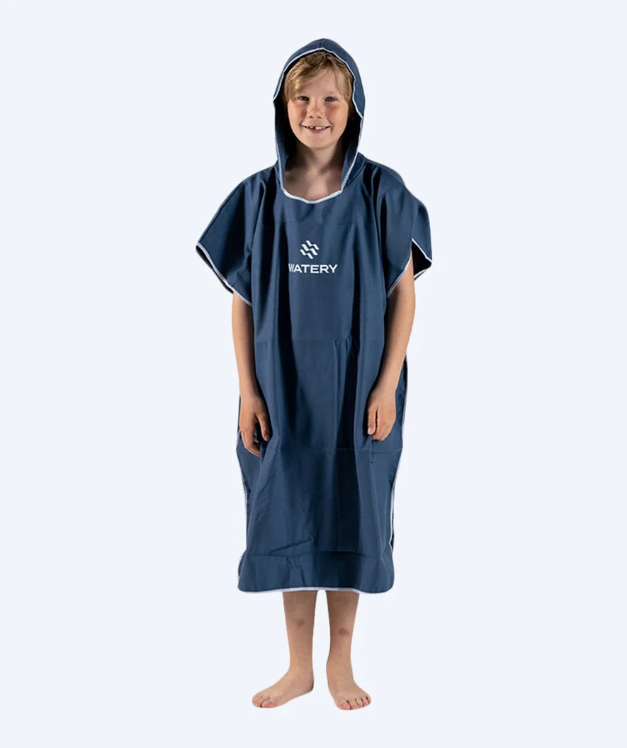 Watery badeponcho til junior - Microfiber - Mørkeblå