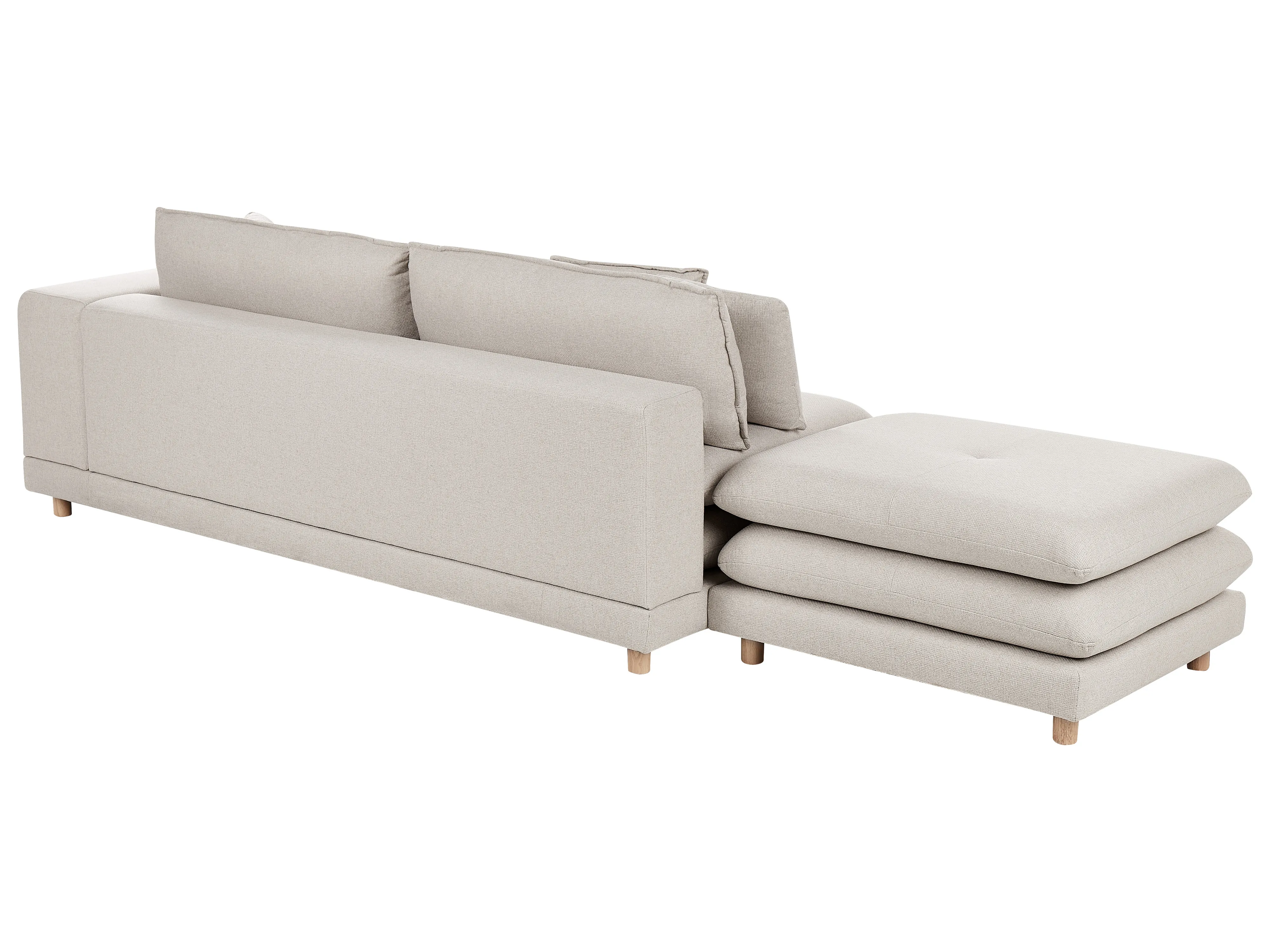 Bank 2-zits HEDEN Stof Beige met ottomaan