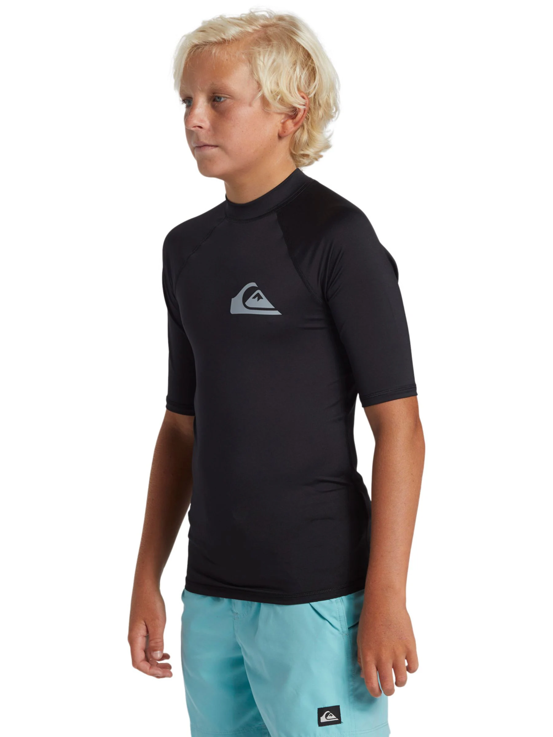 Zwart - Quiksilver Youth UPF50 uv-werend hemdje met korte mouwen