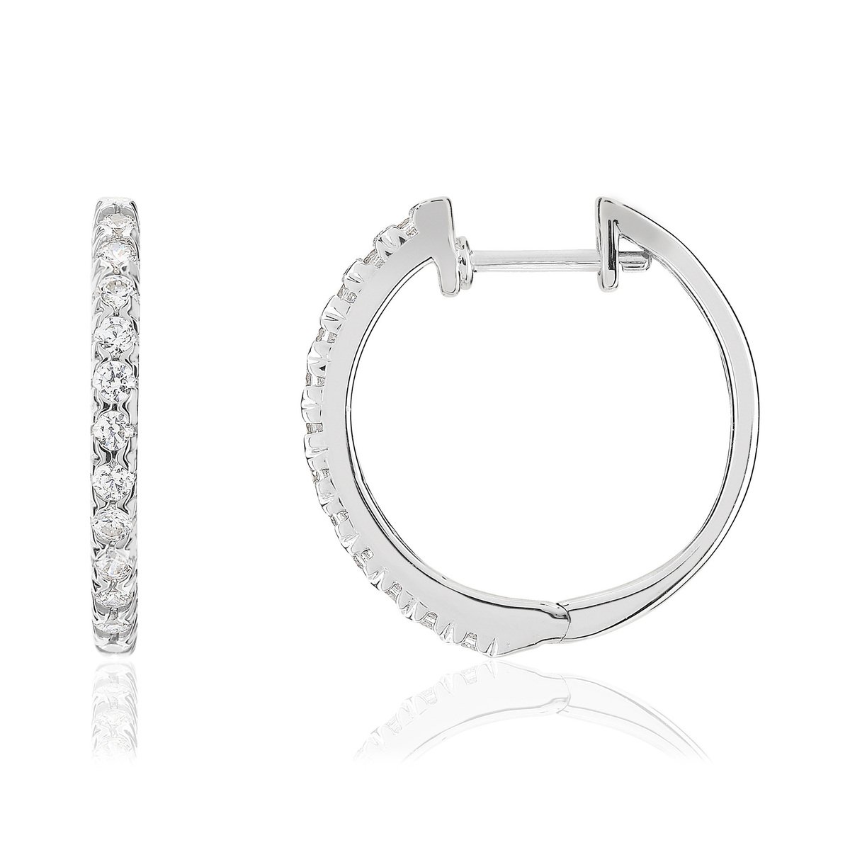 Créoles or 750 blanc diamants synthétiques 0,48 carat
