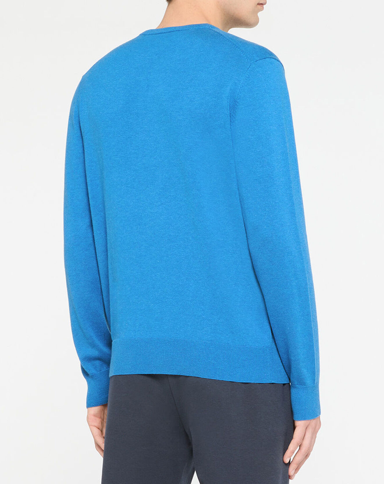 Hackett London Pull en Coton & Soie col rond bleu vif
