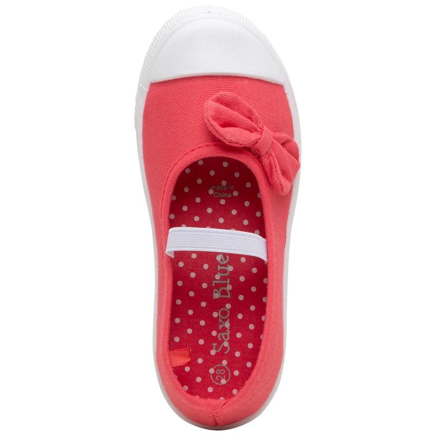Babies en toile à noeud et doublure à pois du 24 au 35 - Fuchsia