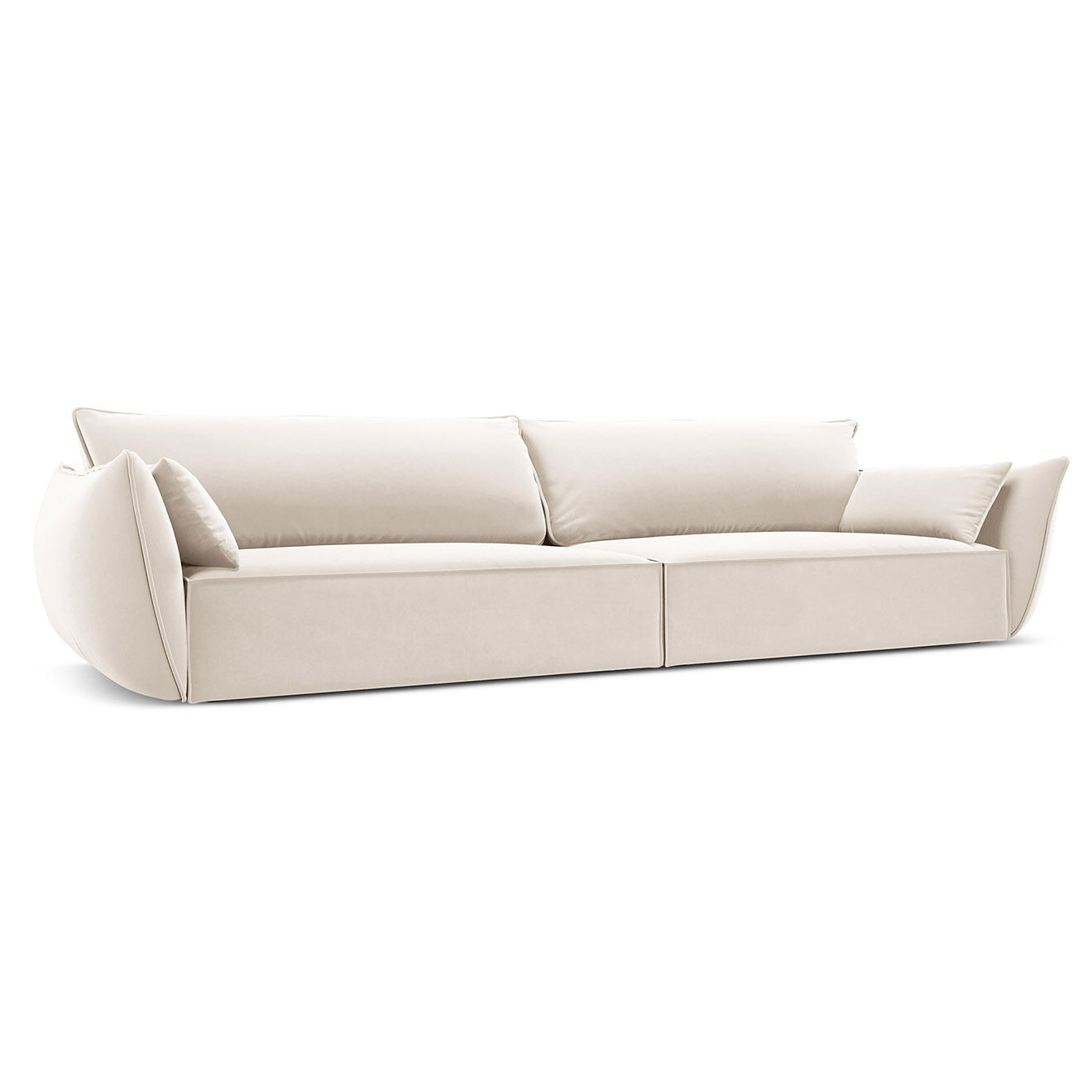 Mazzini Sofas Canapé Velours Vanda 4 Places beige clair - 248x100x85 cm
