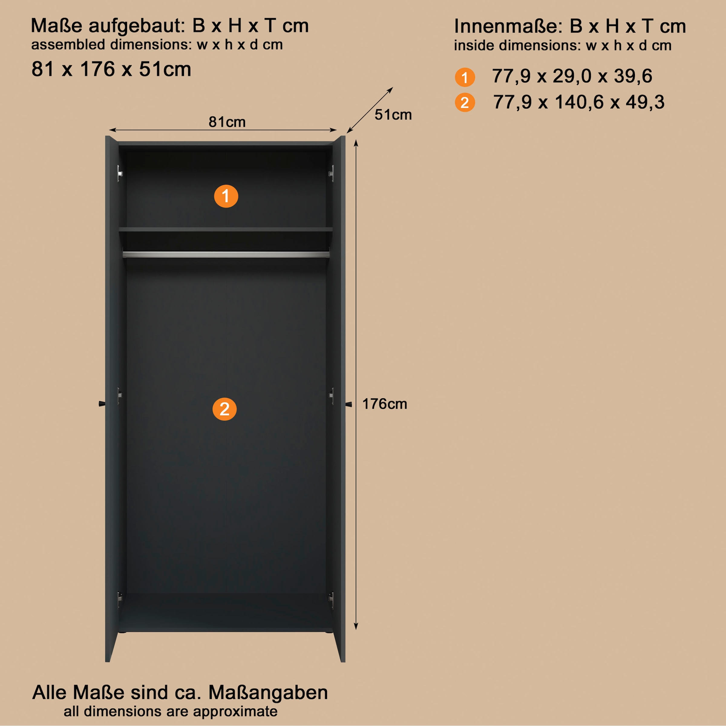 INOSIGN Kleiderschrank »Jersey Schlafzimmerschrank Garderobe Bestseller Schrank« Multischrank Wäscheschrank Hochschrank,  Drehtürenschrank mit modernen Griffen Otto´s Choice
