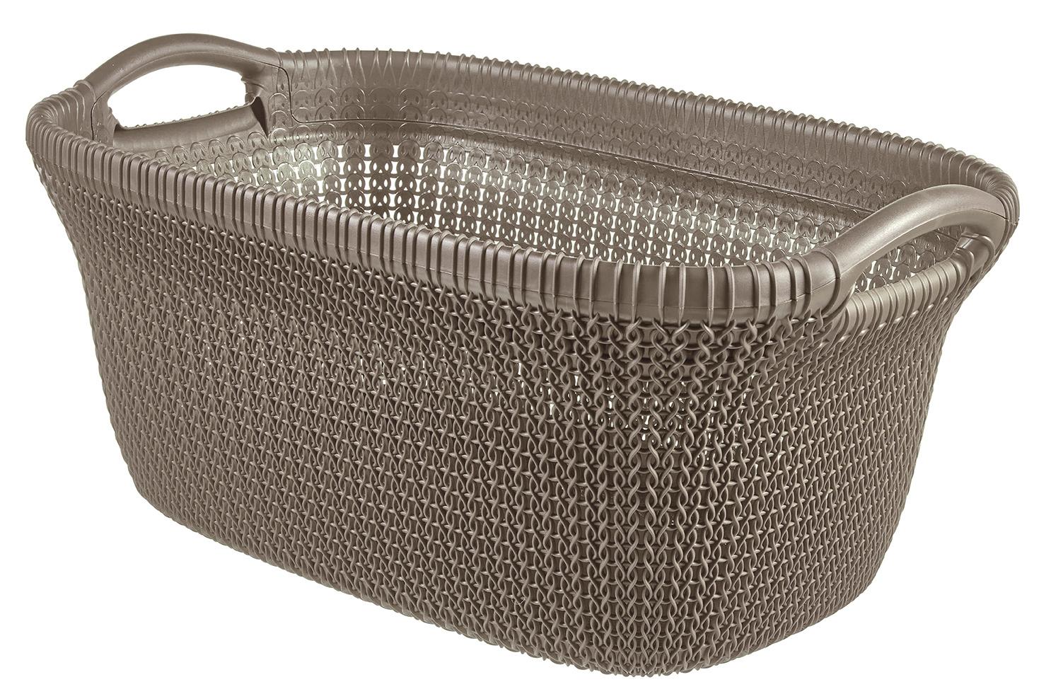 Curver Knit Wasmand met deksel 57L + Wasmand 40L - Bruin