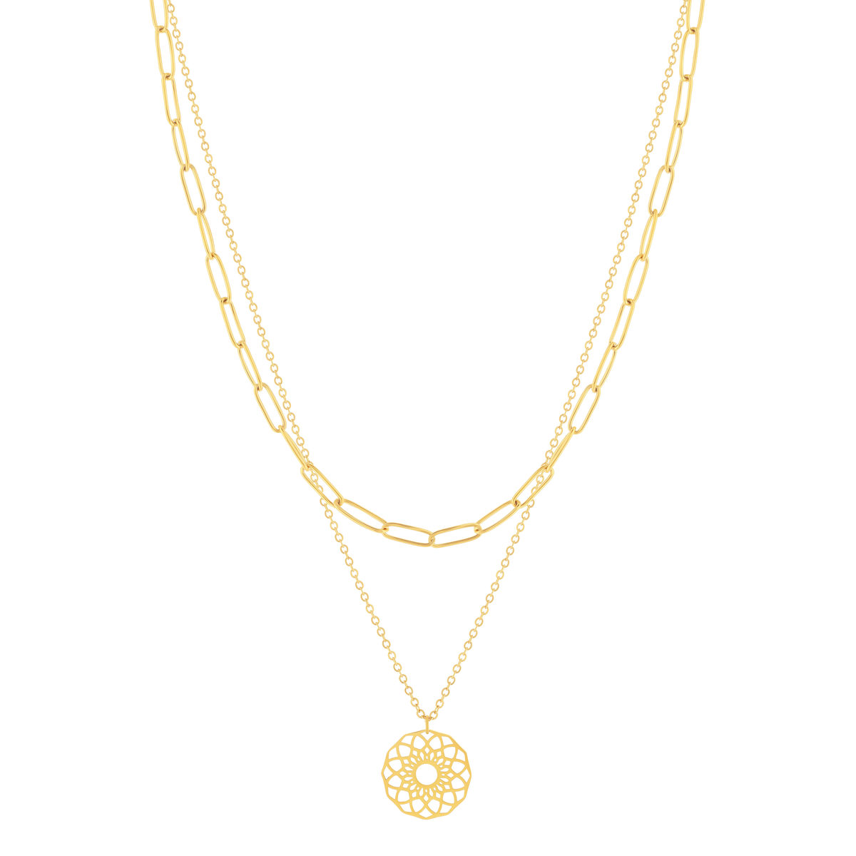 Collier acier doré 2 rangs 44 cm