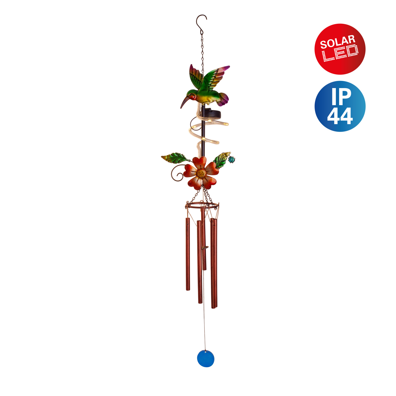 LED-Solarleuchte / Windspiel COLIBRI - bunt - 98 cm hoch