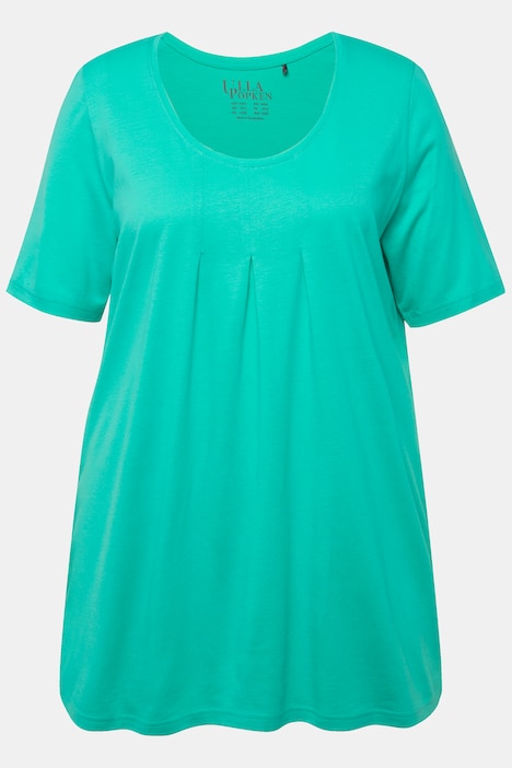 T-Shirt, Zierfalten, A-Linie, Rundhals, Halbarm, Modal
