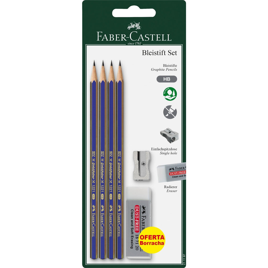 Conjunto 2 Lápis HB + Afia + Borracha Faber Castell