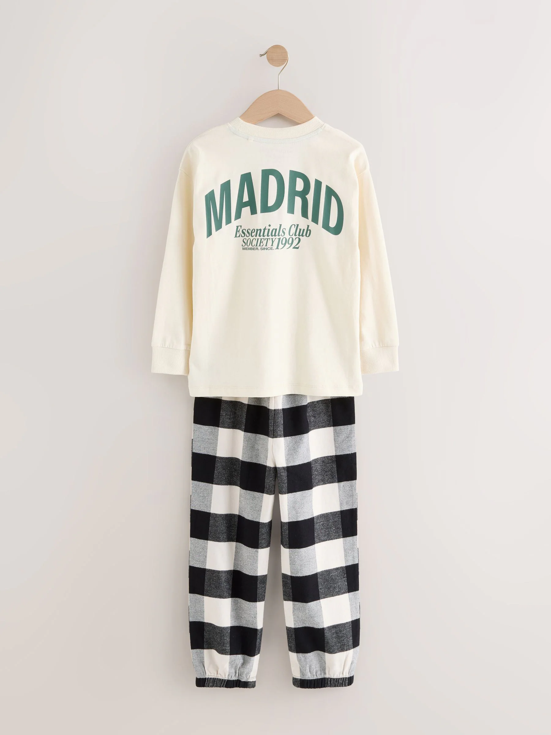 Zwart/groen/wit - Verpakking van 3 geweven geruite pyjama's (3-16 jr)
