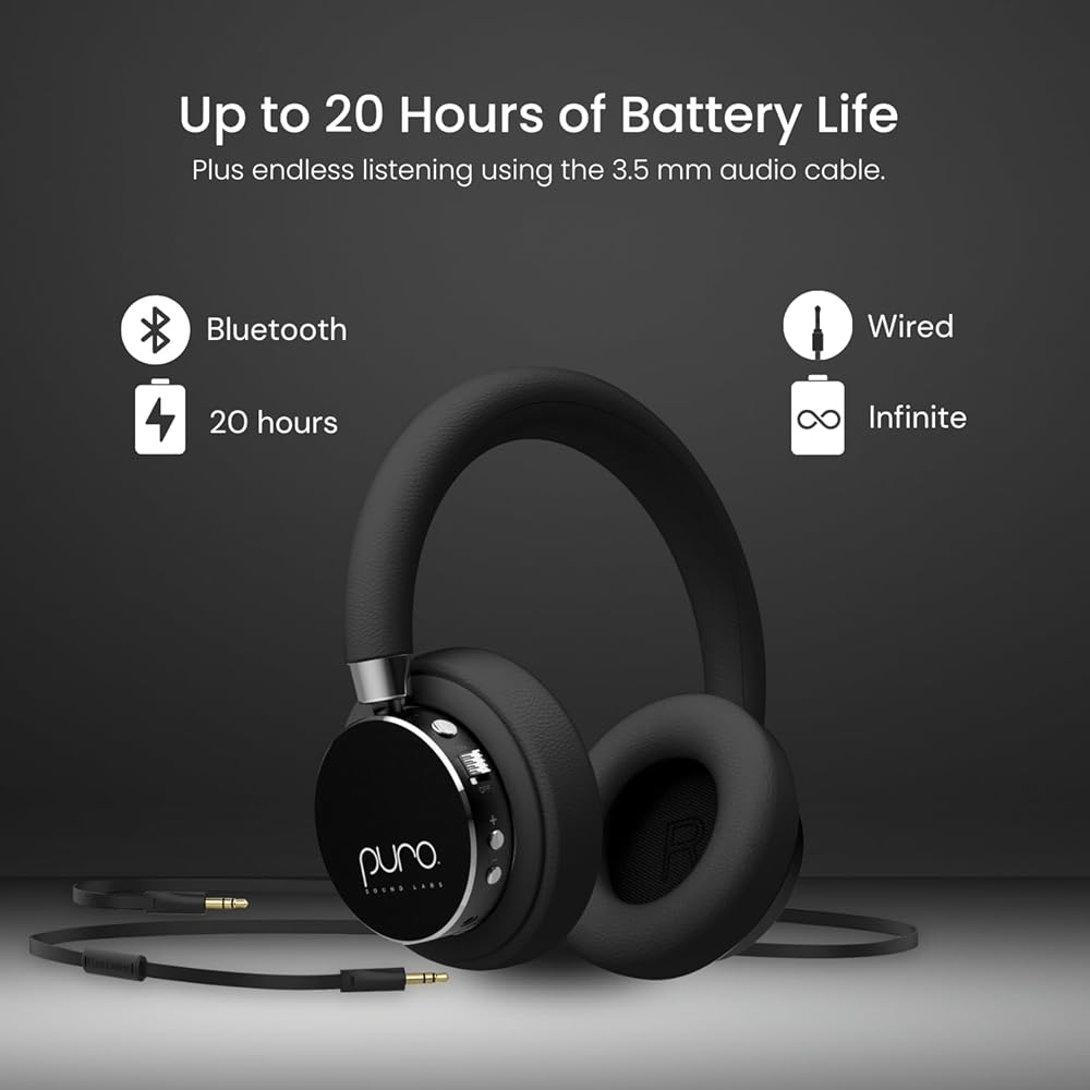 Puro Sound Labs BT2200-Plus Casque Bluetooth pour Enfants à Limitation du Volume - Casque Plus Sûr pour Enfants - Qualité Audio de Niveau Studio et Isolation du Bruit – Noir : High-Tech