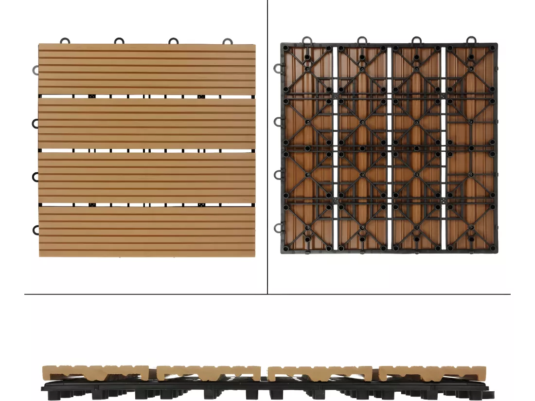 ECD Germany WPC Carreaux 30x30 cm - 55 Pièces par 5m² - avec Aspect de Bois - Teak - Dalles avec
