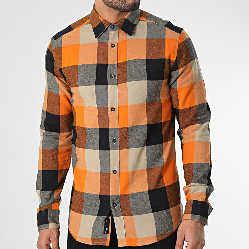 Chemise Manches Longues A Carreaux Gudmund 22020301 Orange