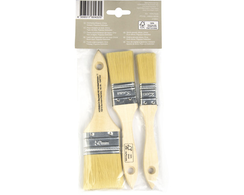 Penselenset, 3-delig, naturel, 25, 35 en 50 mm