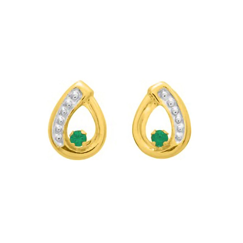 Boucles d'oreilles femme - émeraude - Or 18 Carats