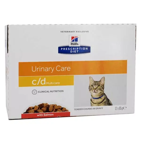 Hill's Prescription Diet Feline C/D Multicare Urinary Care Alimento Úmido Salmão 12 x 85g