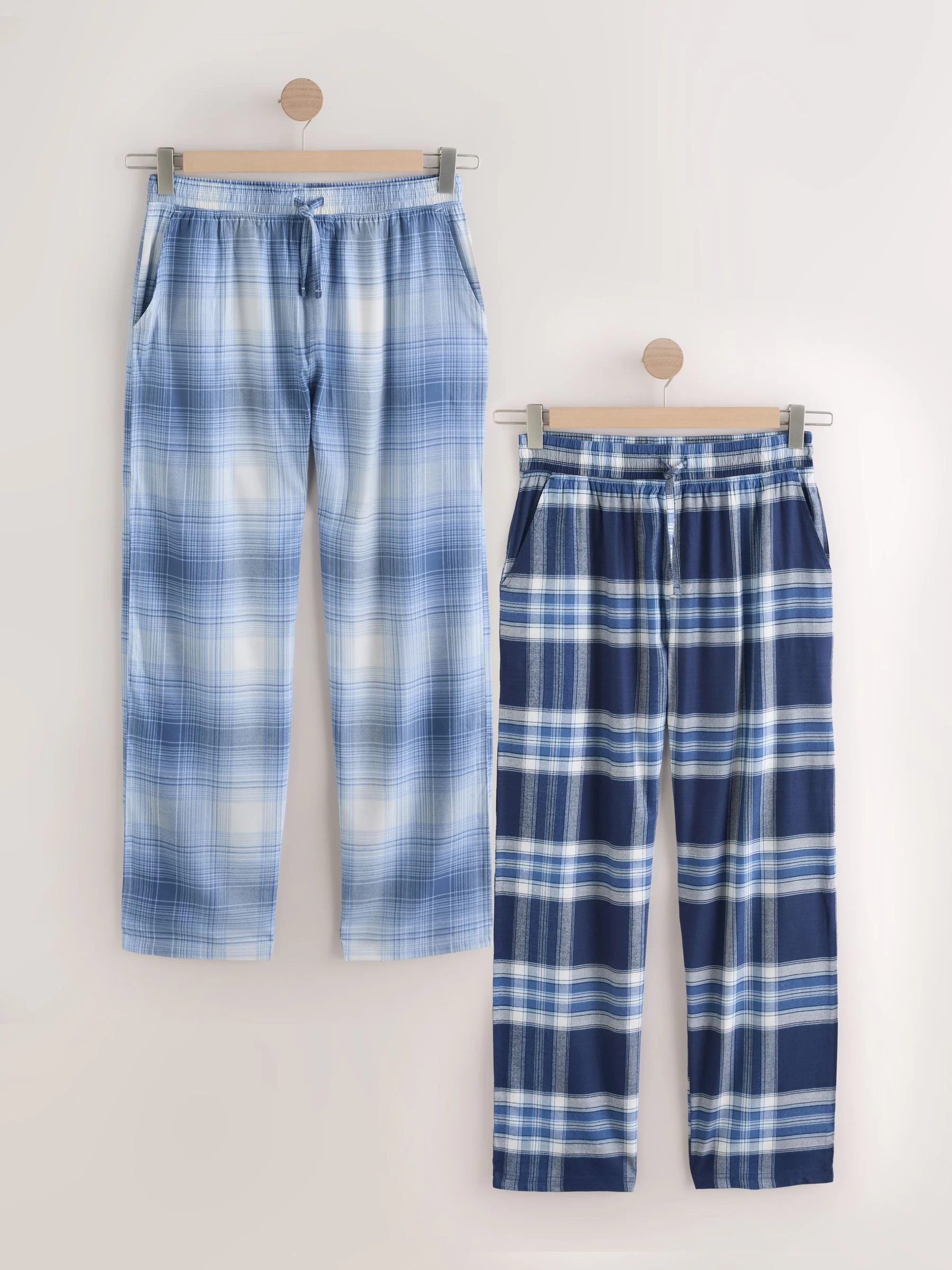 Marineblauw geruit - Geweven pyjamabroeken 2 pack