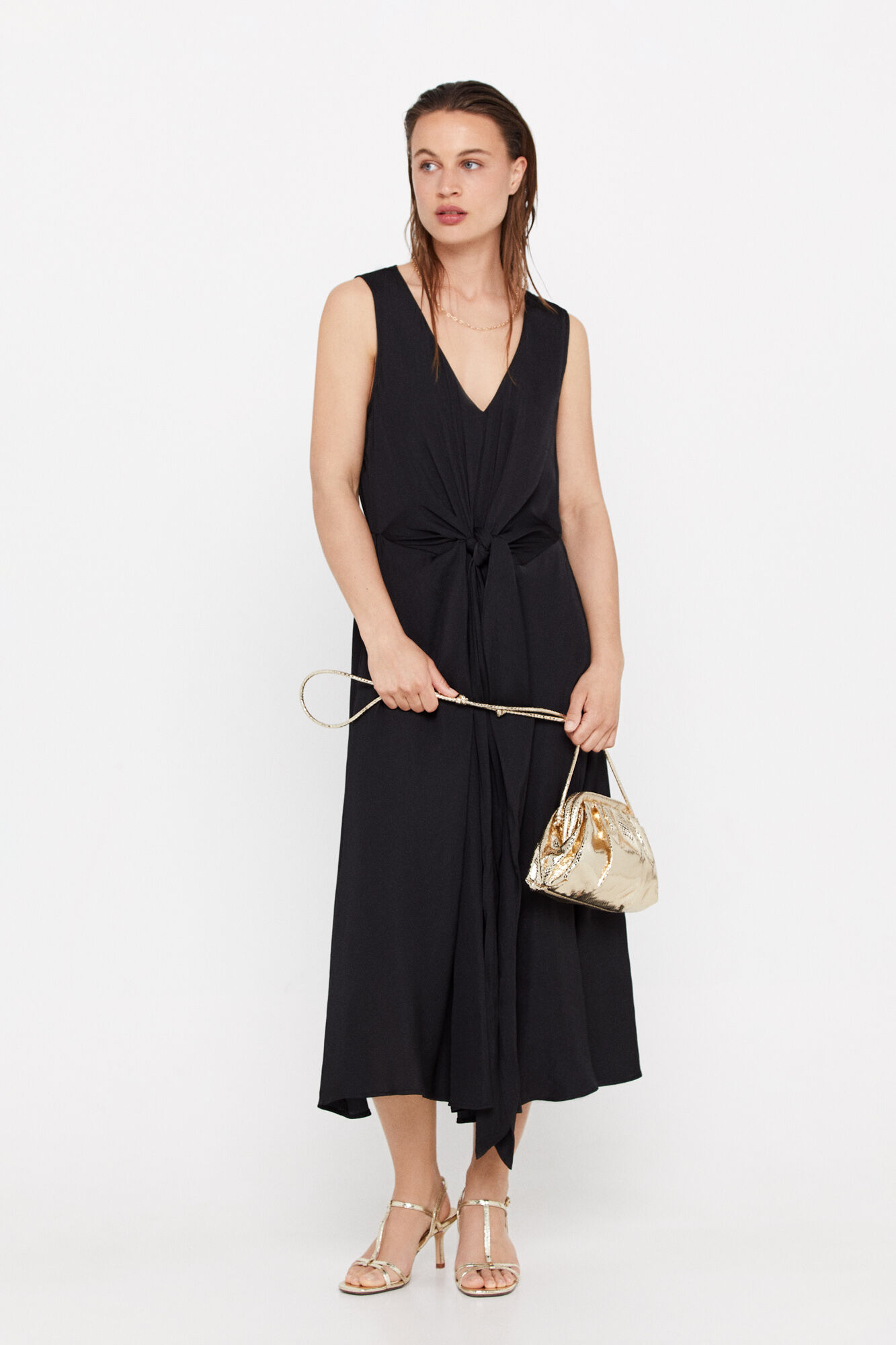 Vestido de cetim sustentável - Preto