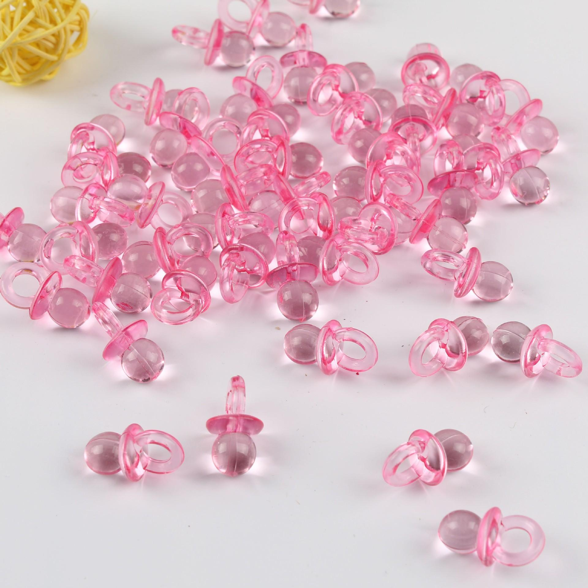 (50er Set) Transparente Schnuller Baby Shower Deko Acryl Streukonfetti Tischdekoration - Rosa