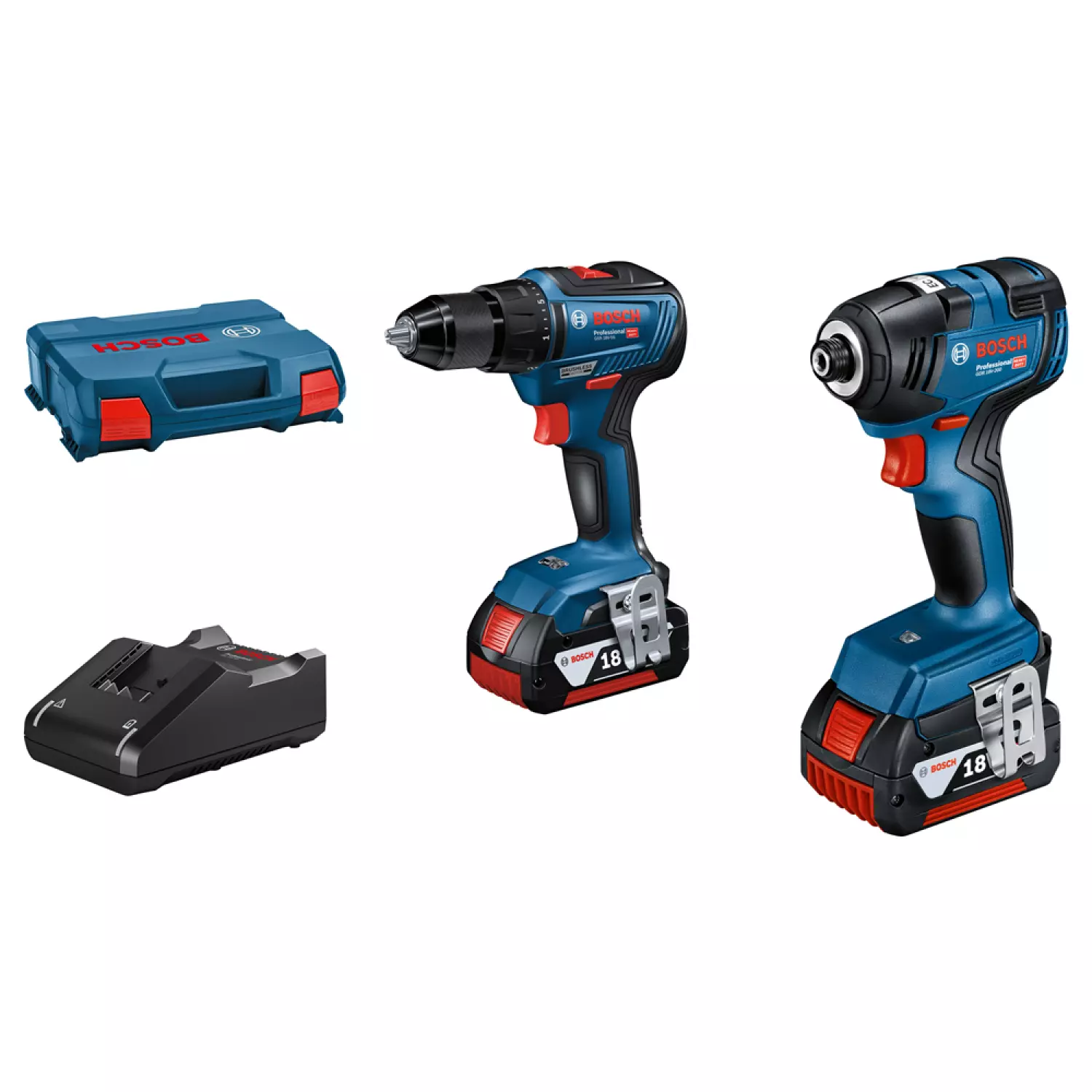 Bosch GDR 18V-200   GSR 18V-55  Li-ion Accu Combiset (2x 4.0Ah accu) in L-Case