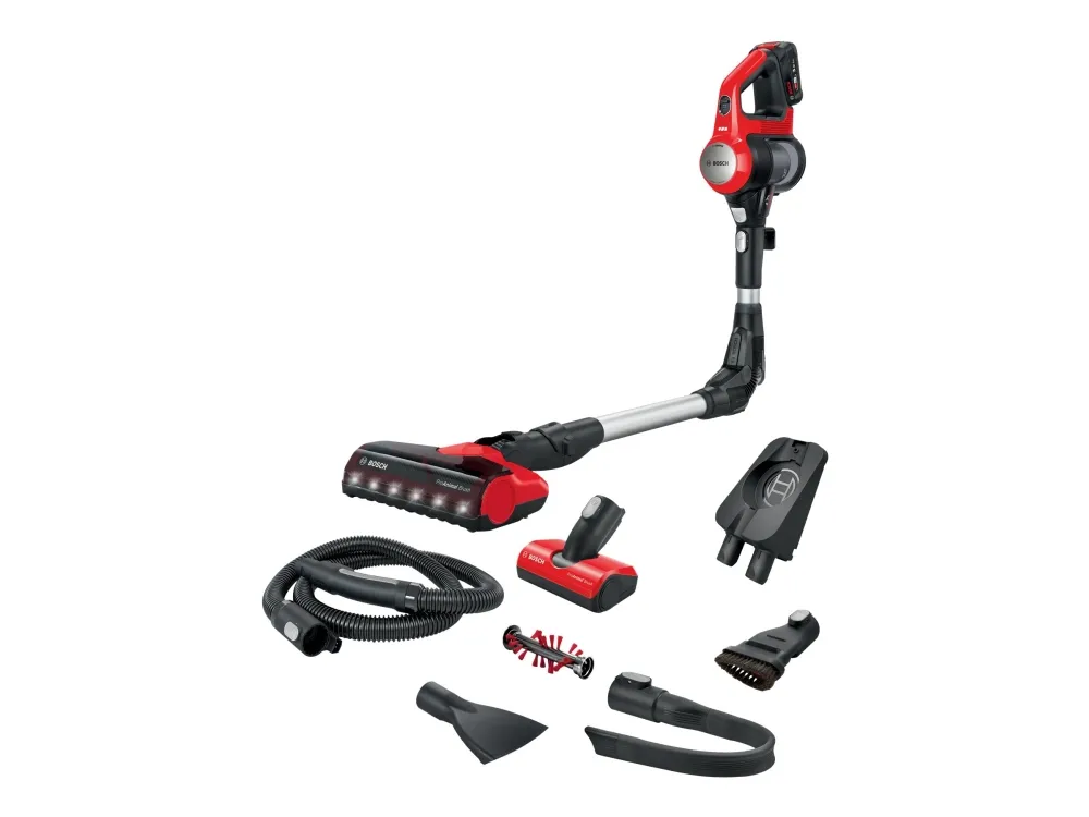 Bosch Unlimited 7 BCS711PET ProAnimal - Støvsuger - pind/håndholdt (2-i-1) - uden pose - ledningsfri - rød - 1 batteri