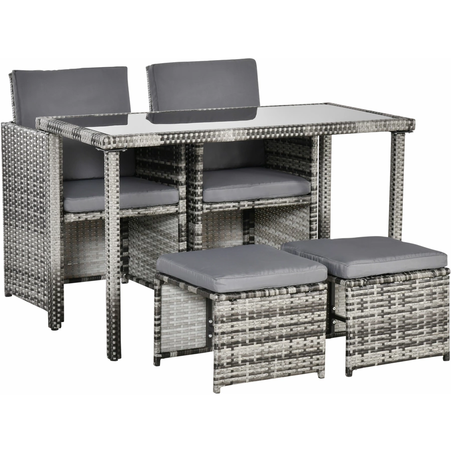 Outsunny Sitzgruppe aus Polyrattan geflecht grau