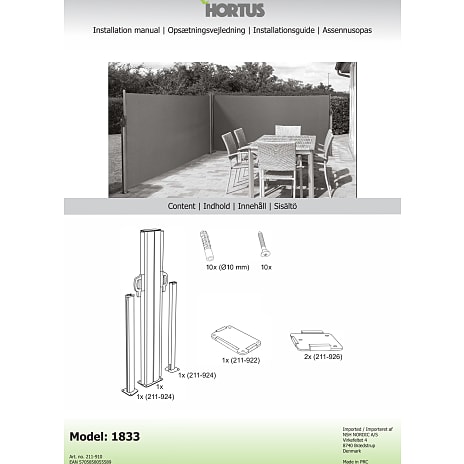 HORTUS udtrækssejl - dobbelt