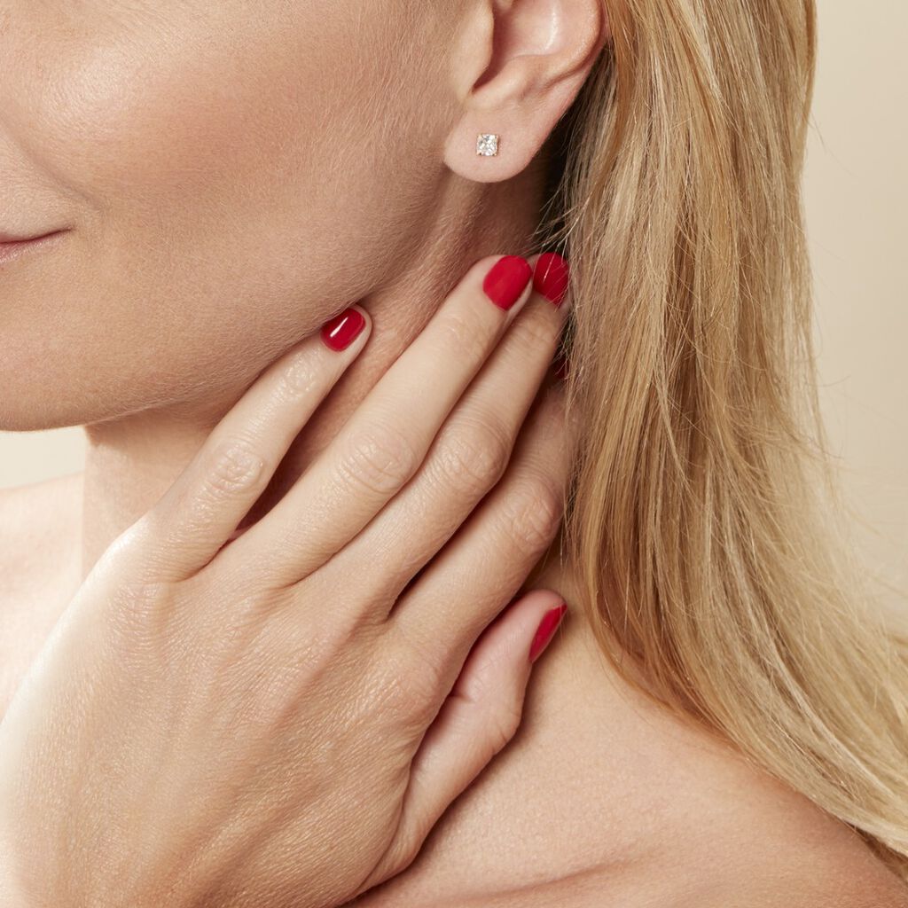Boucles D'oreilles Puces Or Jaune Doreen Oxydes De Zirconium
