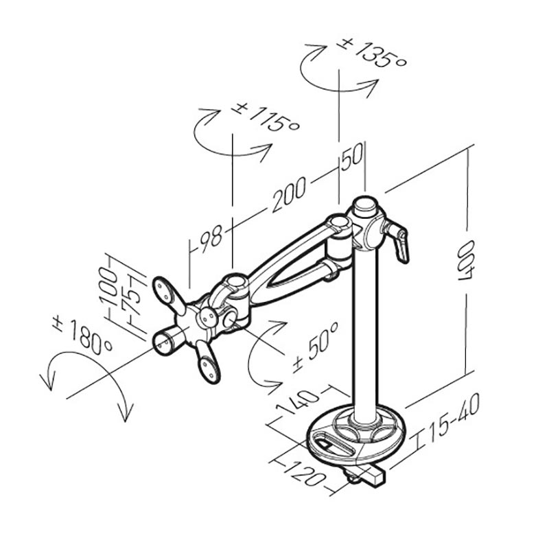 ERARD Group ERARD Support de table inclinable et orientable avec 1 bras