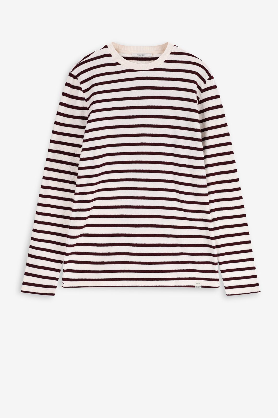 Bruin met wit gestreept katoenen T-shirt