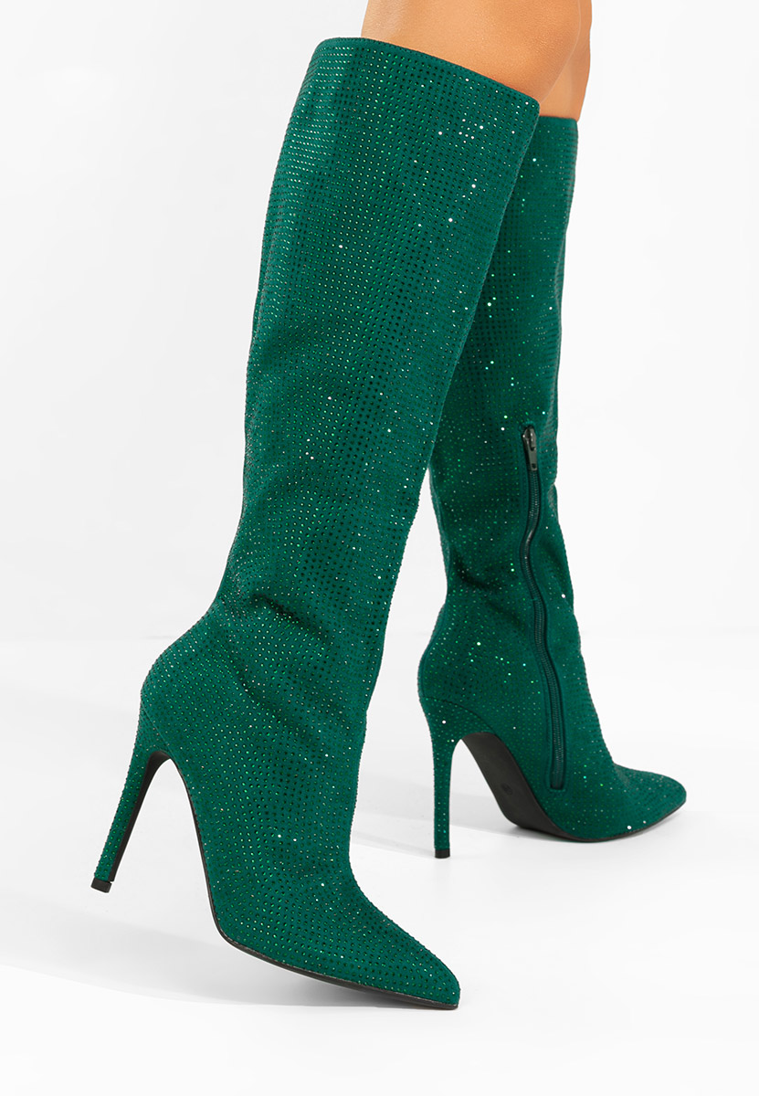 Bottes talons aiguilles vert Minodora