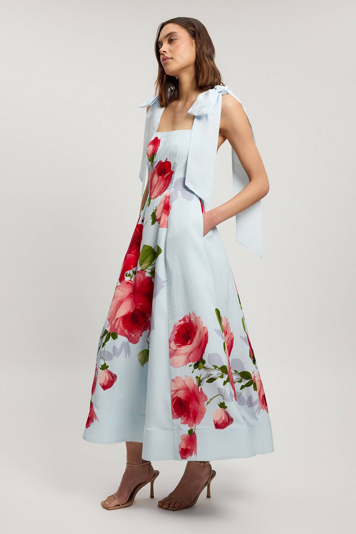 KarenMillen Robe De Soirée Tissée À Imprimé Floral En Viscose Et Lin