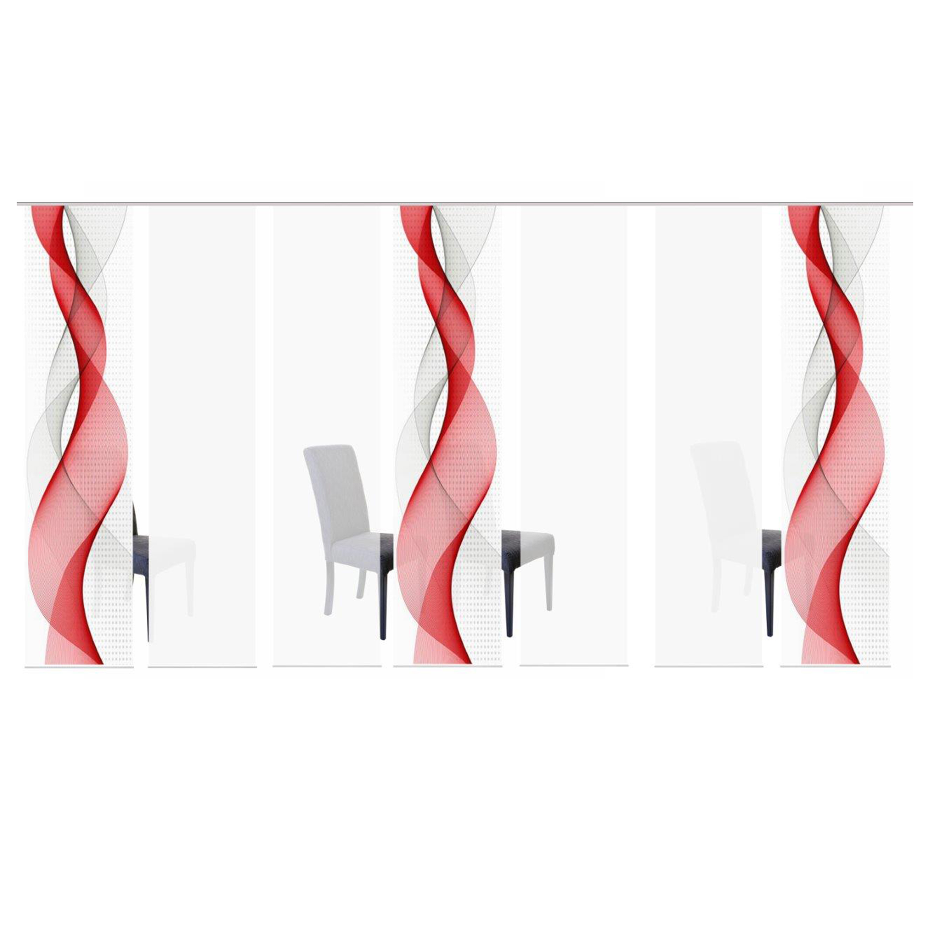 7-teiliges Schiebevorhang-Set OPALIA - rot - je 60x245 cm